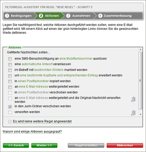 Dialogfenster: Aktionen