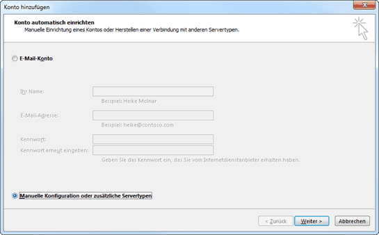 Screenshot: Neues E-Mail-Konto hinzuf&uuml;gen