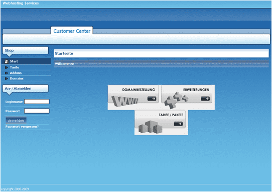 Startseite im Scheme blue