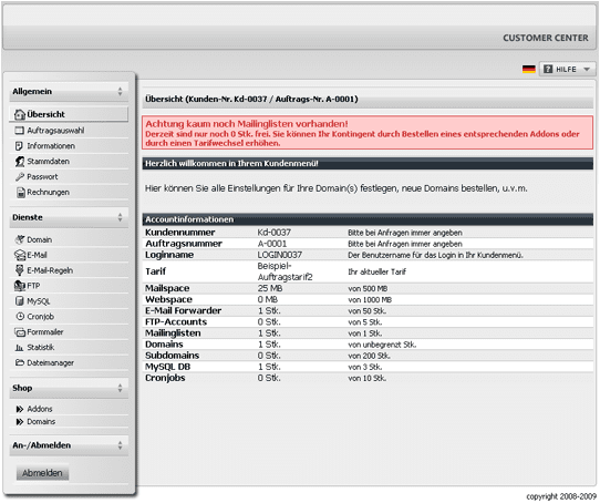 &Uuml;bersicht nach dem Login im Scheme df_01