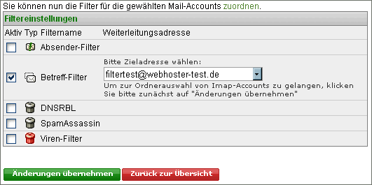 Screenshot Betreff-Filter