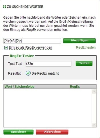 Screenshot RegEx-Tester