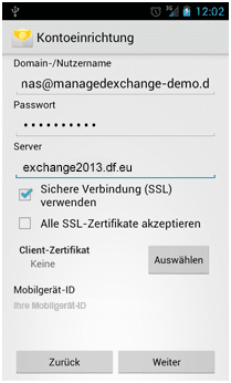 Android: Kontoeinrichtung