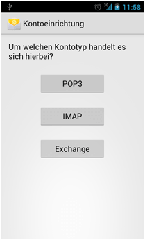 Android: Kontotyp w&auml;hlen