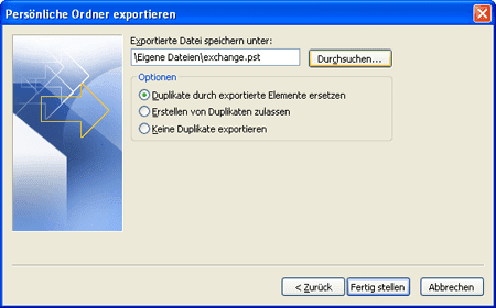 Abbildung: Exportierte Datei speichern unter