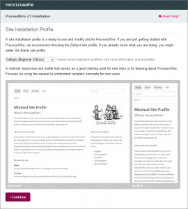 ProcessWire Installations-Prozess