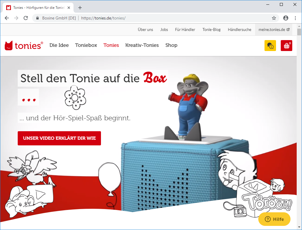 Screenshot tonies.de
