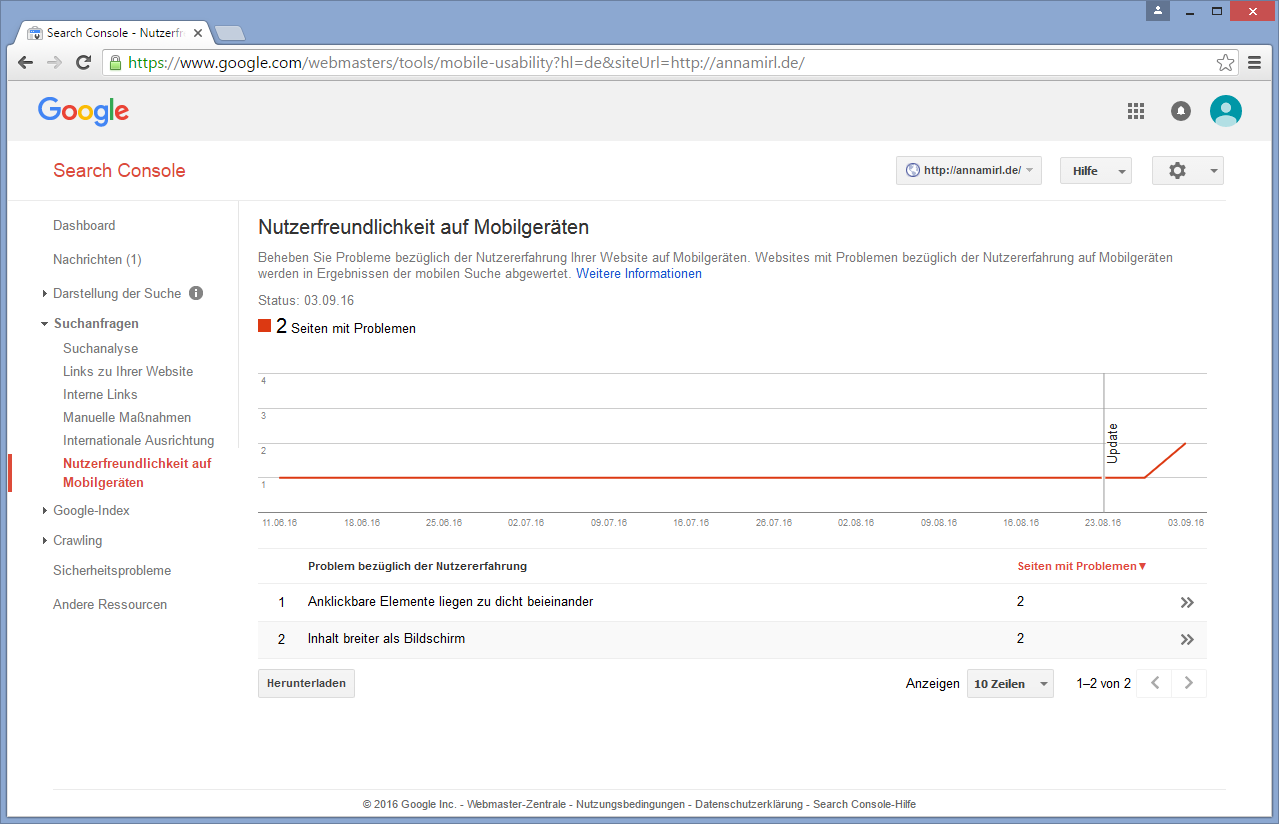 Punkt "Nutzerfreundlichkeit auf Mobilgeräten