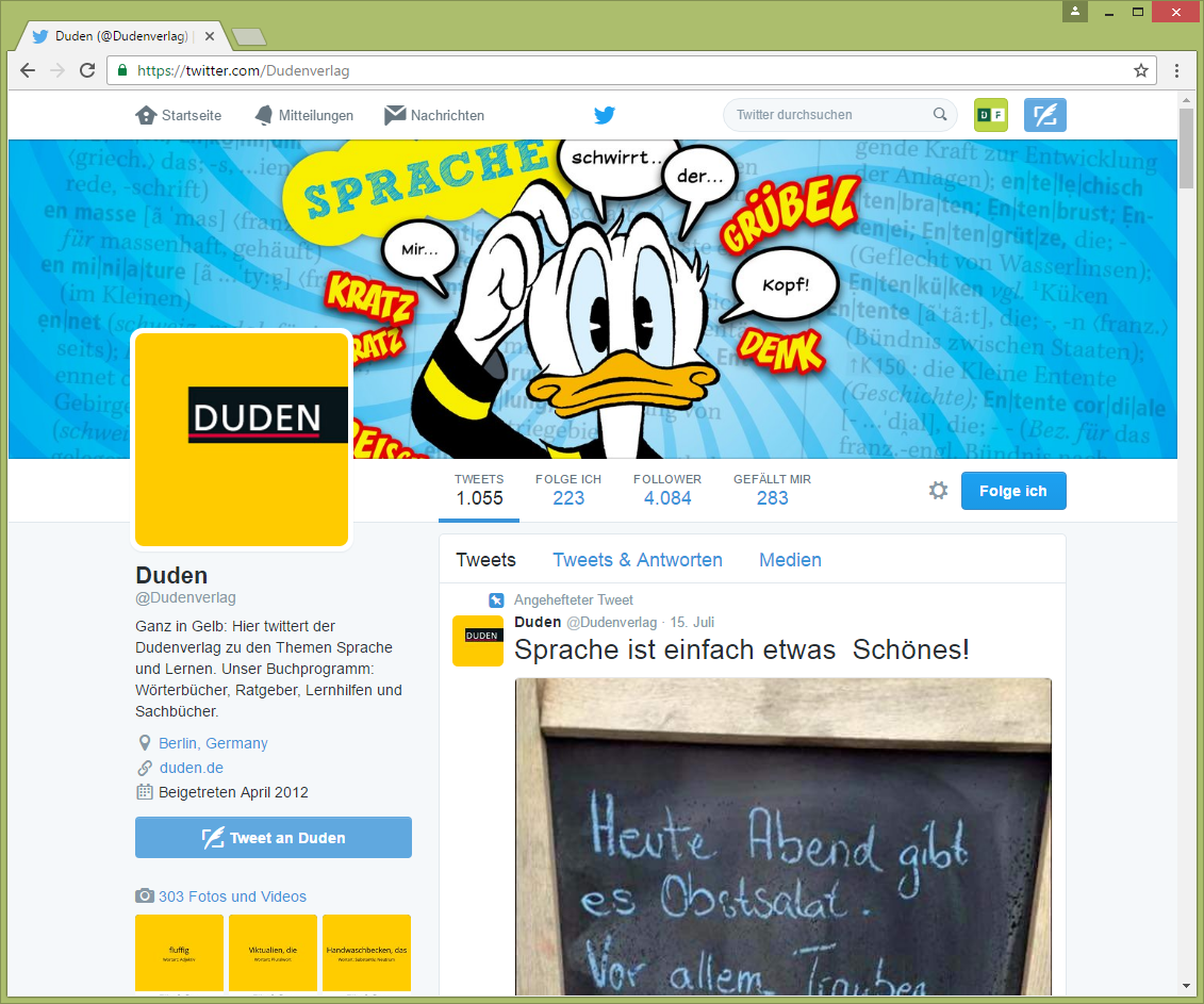 Screenshot Twitter: Dudenverlag