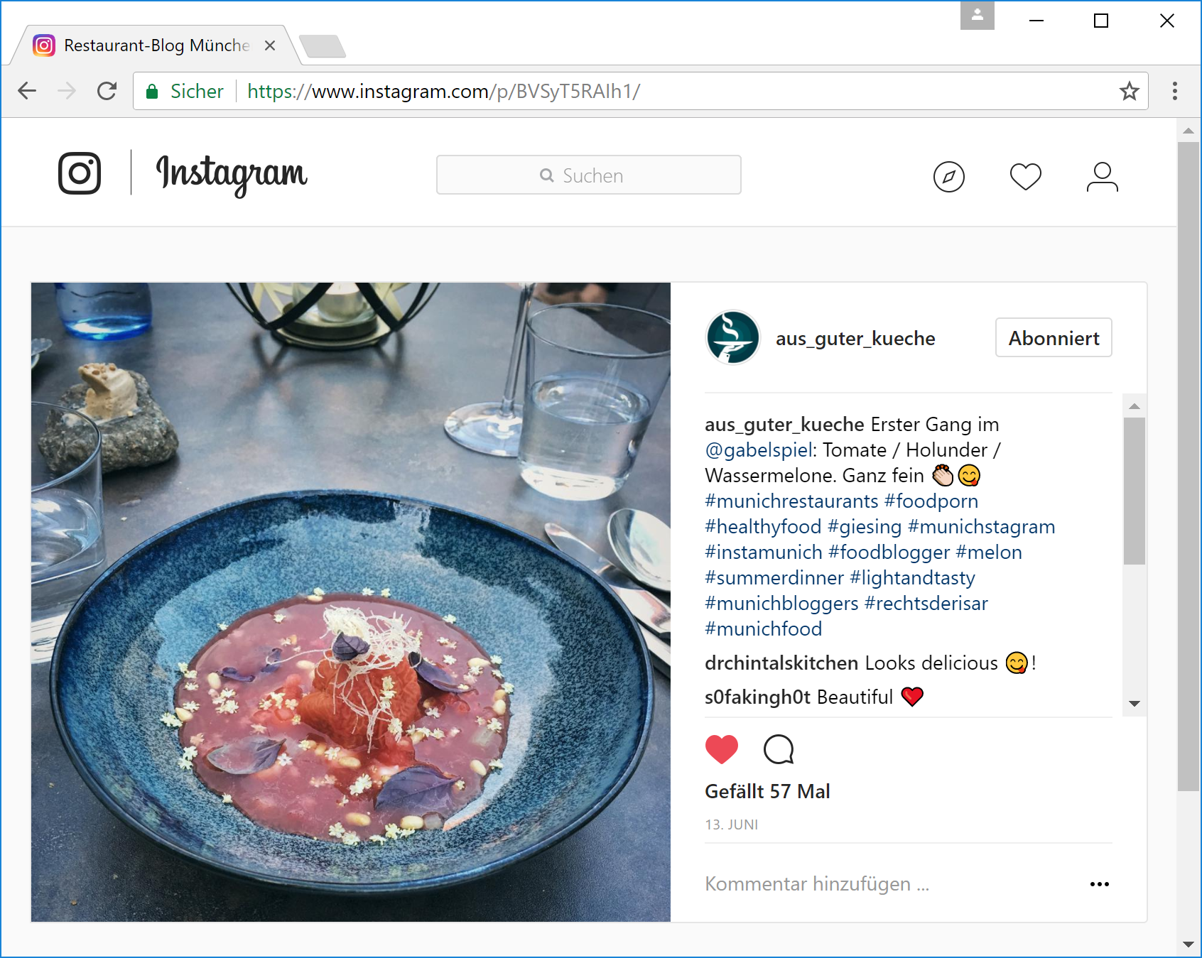Instagram Aus guter Küche
