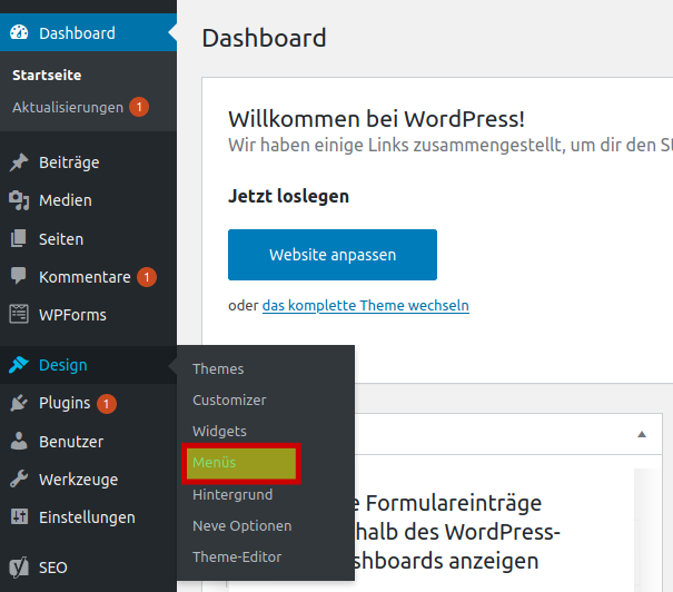 WordPress Navigationsmenü