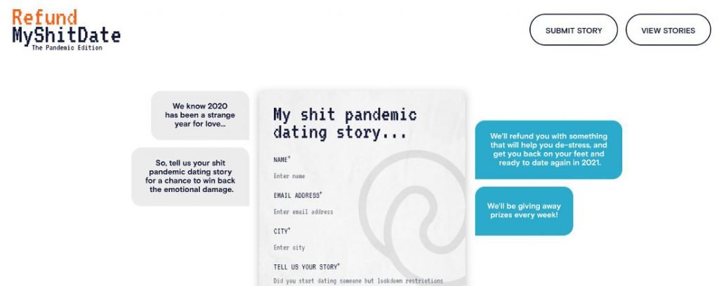 Inspirationen für Webdesigner - Webseite Refund My Shit Date