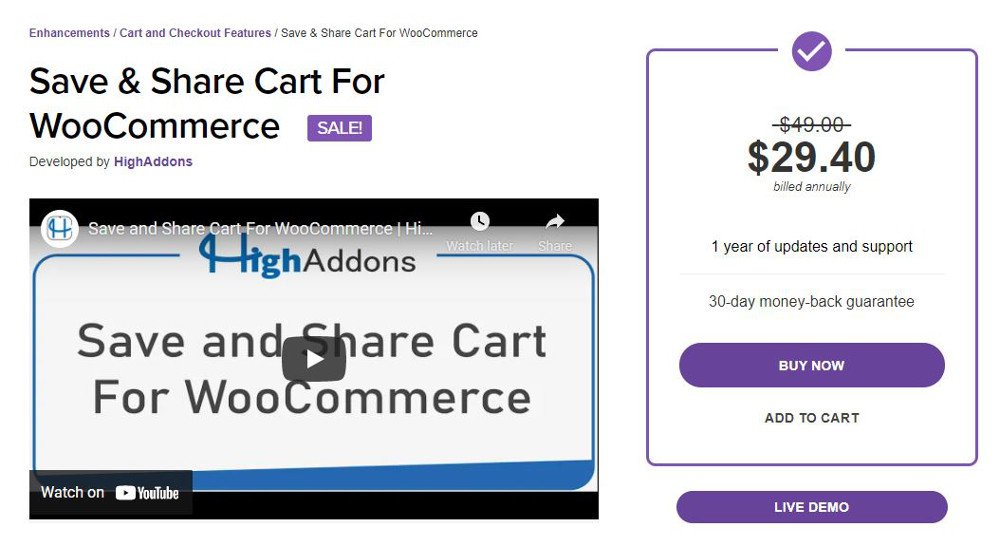 WooCommerce anpassen Abbildung 2: Mit dem Plugin WooCommerce Cart Save & Share können Anwender ihre Warenkörbe abspeichern und teilen