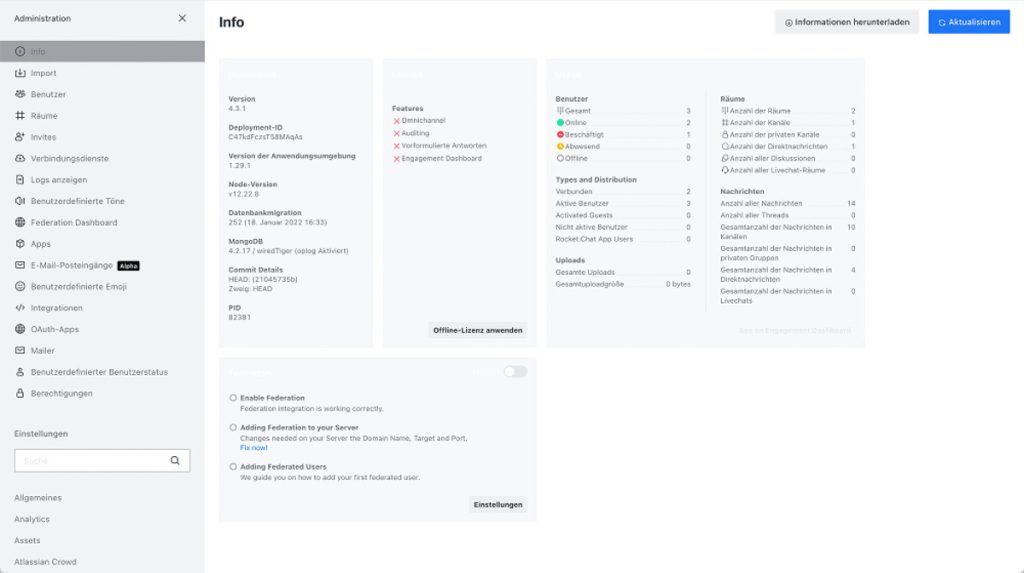 Abbildung Rocket.Chat - Auch der Livechat kann individuell auf Unternehmen, Kunden und Bedürfnisse angepasst werden