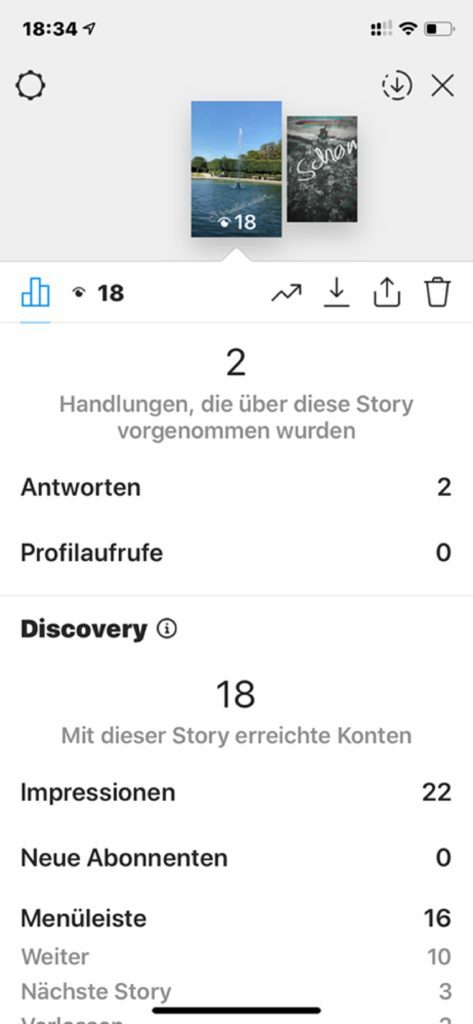 Motiv Insights (statistische Daten) einer Story auf Instagram