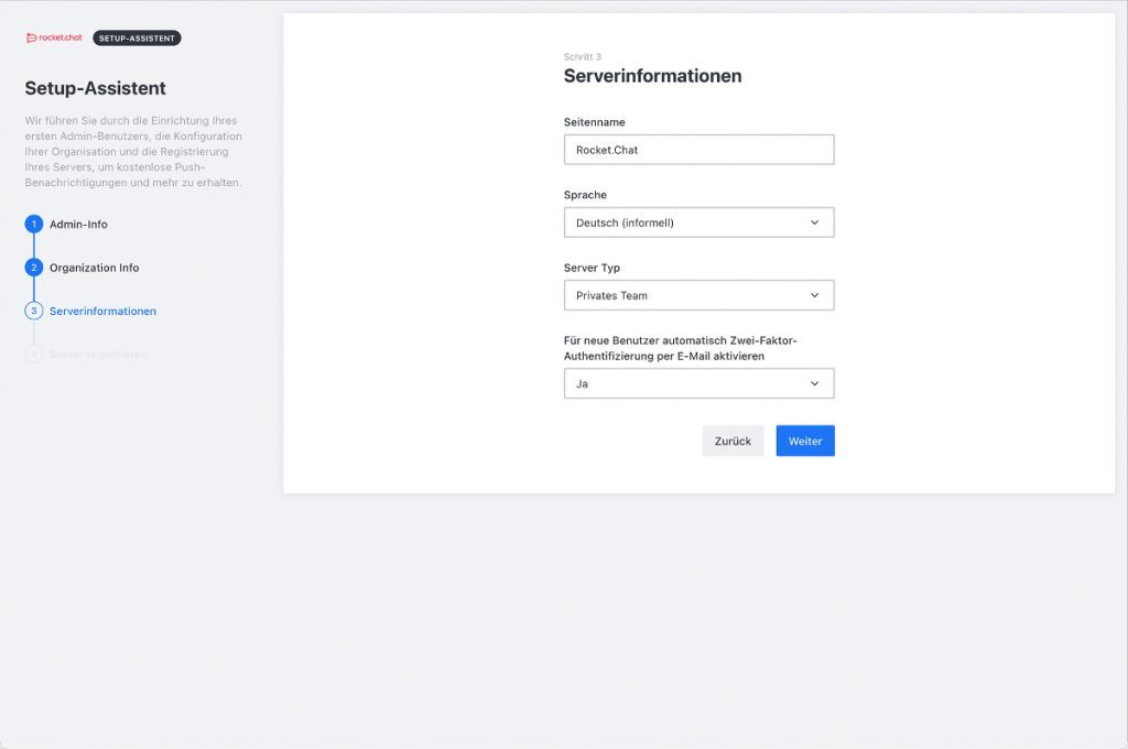 Abbildung - Rocket.Chat installieren - ROCKET.CHAT WIZARD