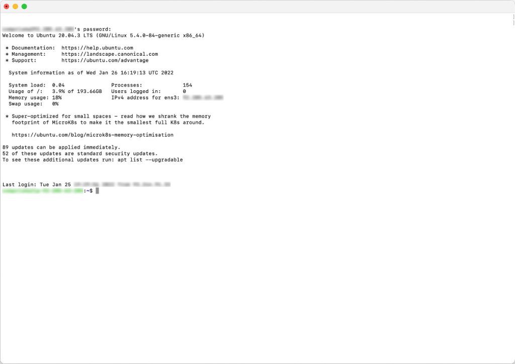 Abbildung - TERMINAL SSH VERBINDUNG