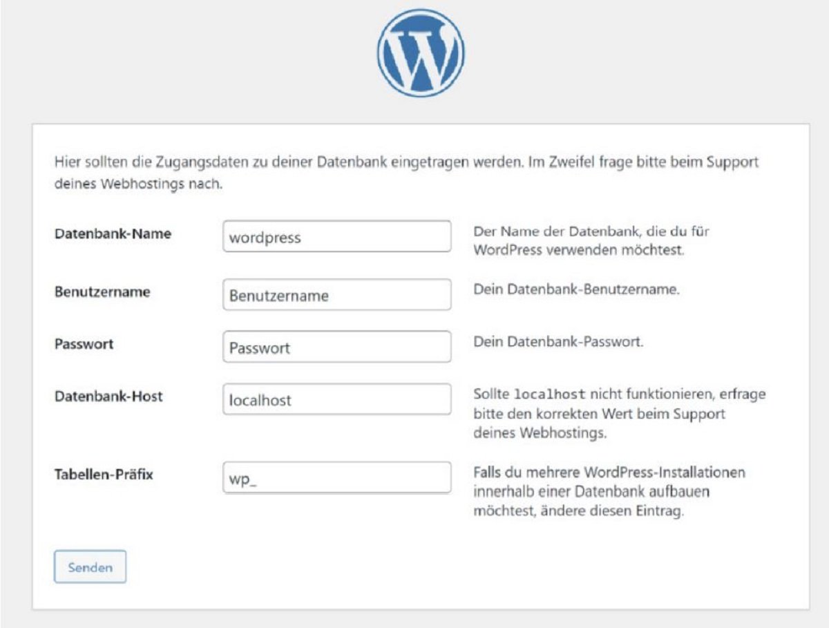 Screenshot WordPress Installation