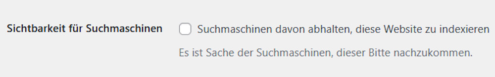 Abbildung - Prüfung der Suchmaschinen-Checkbox