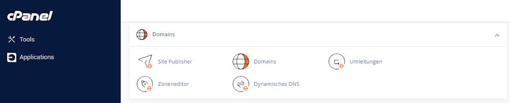 Abbildung - WordPress installieren - Menüpunkt "Domains" 