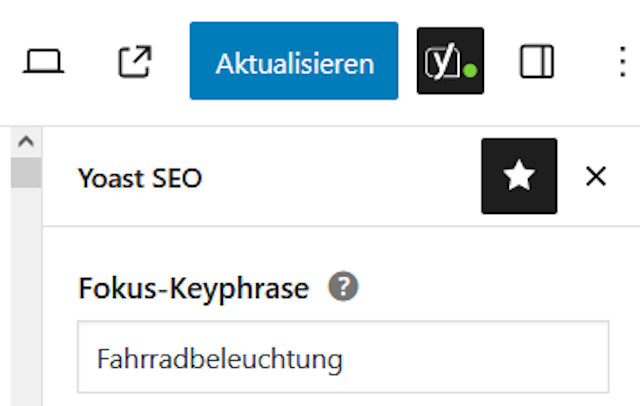 Abbildung: Keyword-Check in Yoast SEO