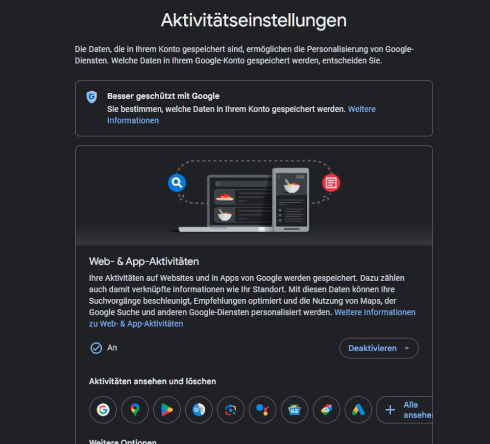 Abbildung: Den Datenschutz in den Einstellungen verbessern