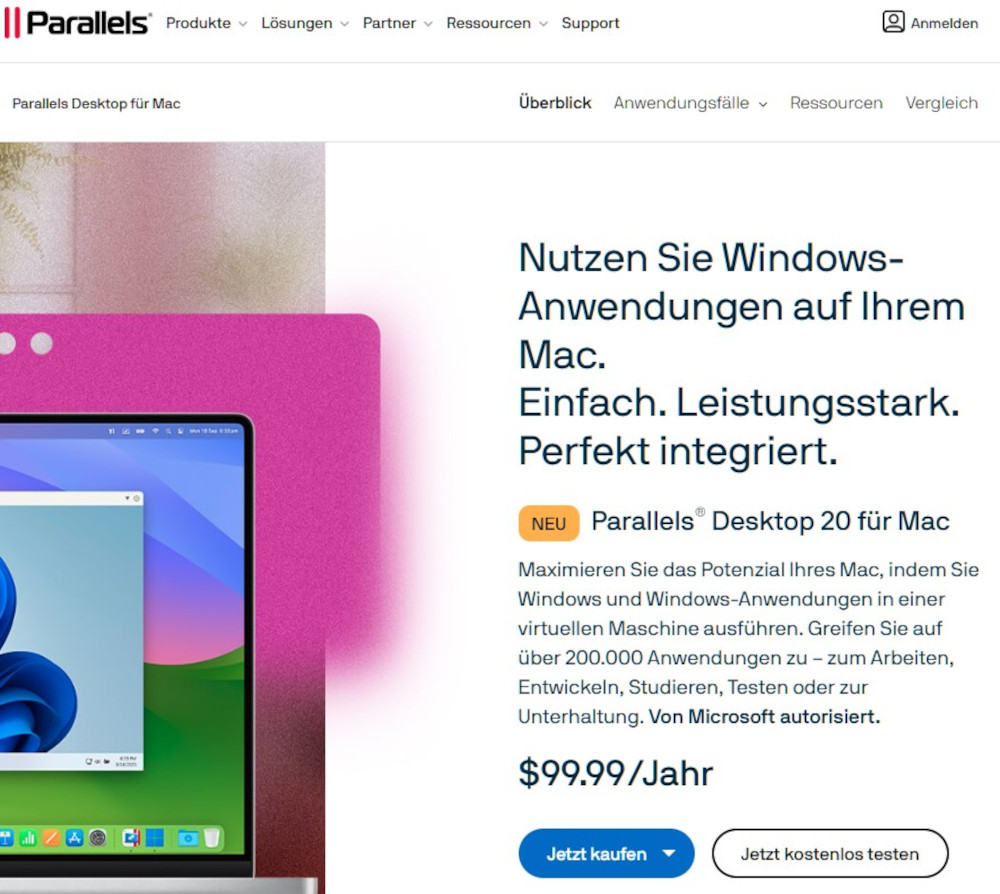Abbildung: Parallels Desktop ist für macOS optimiert.