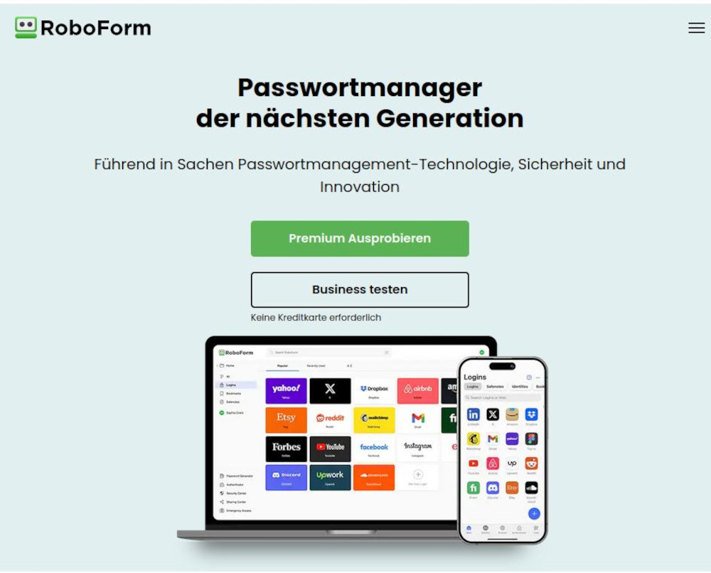 Abbildung: RoboForm managt Passwörter und füllt Formulare für Sie aus.