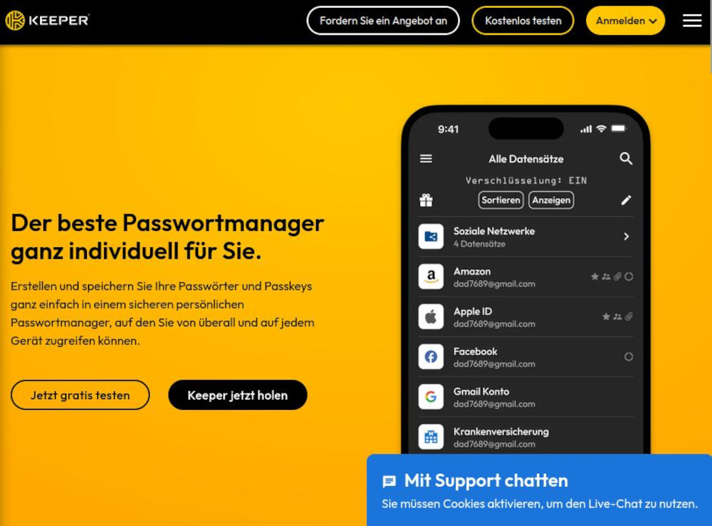 Abbildung: Mit Keeper einfach Passwörter erstellen und von überall auf diese zugreifen