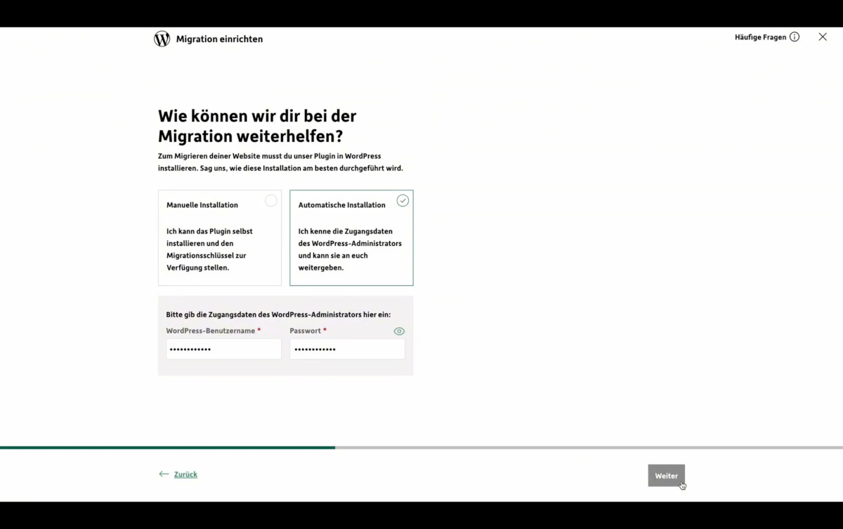 Abbildung: Zugangsdaten eingeben