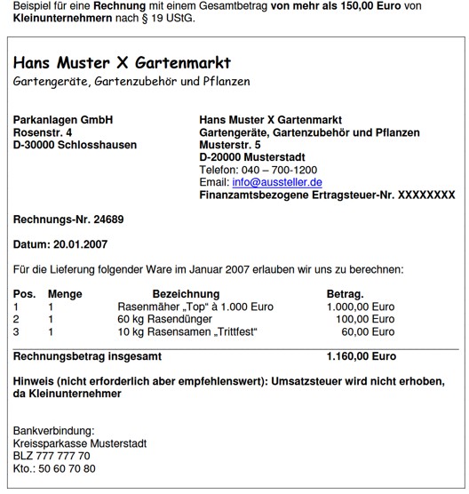 Abbildung - Rechnung Muster
