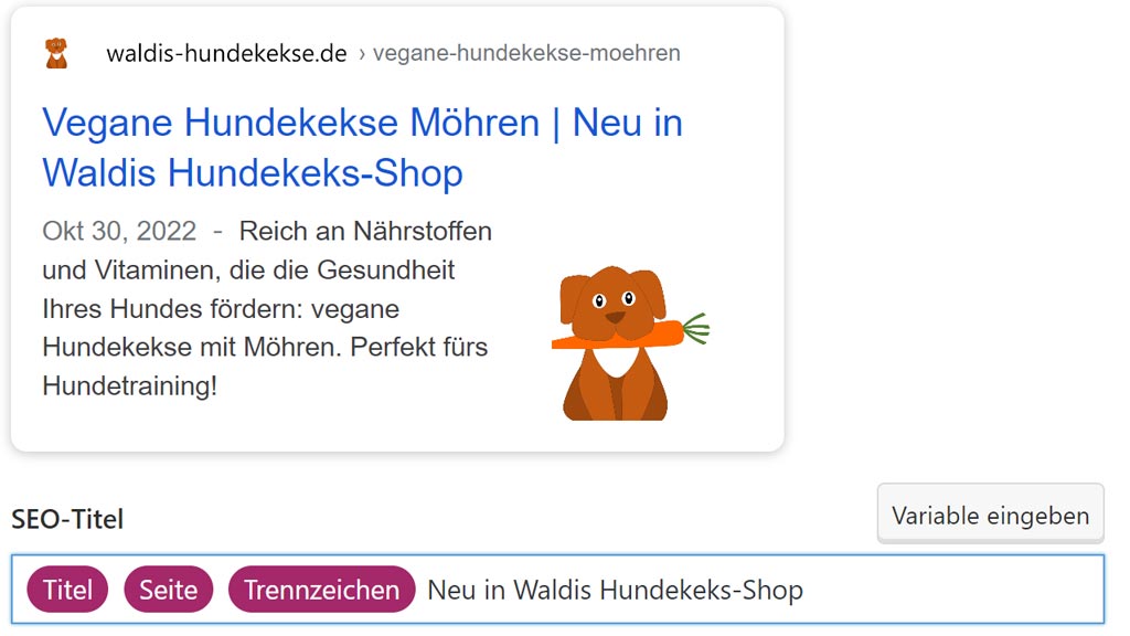 Yoast SEO-Anleitung Abbildung: Bearbeiteter SEO-Titel